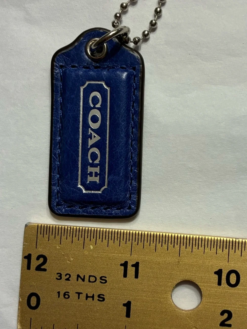Coach EUC Hang Tag Blue & Silver Letters Leather - Picture 3 of 4